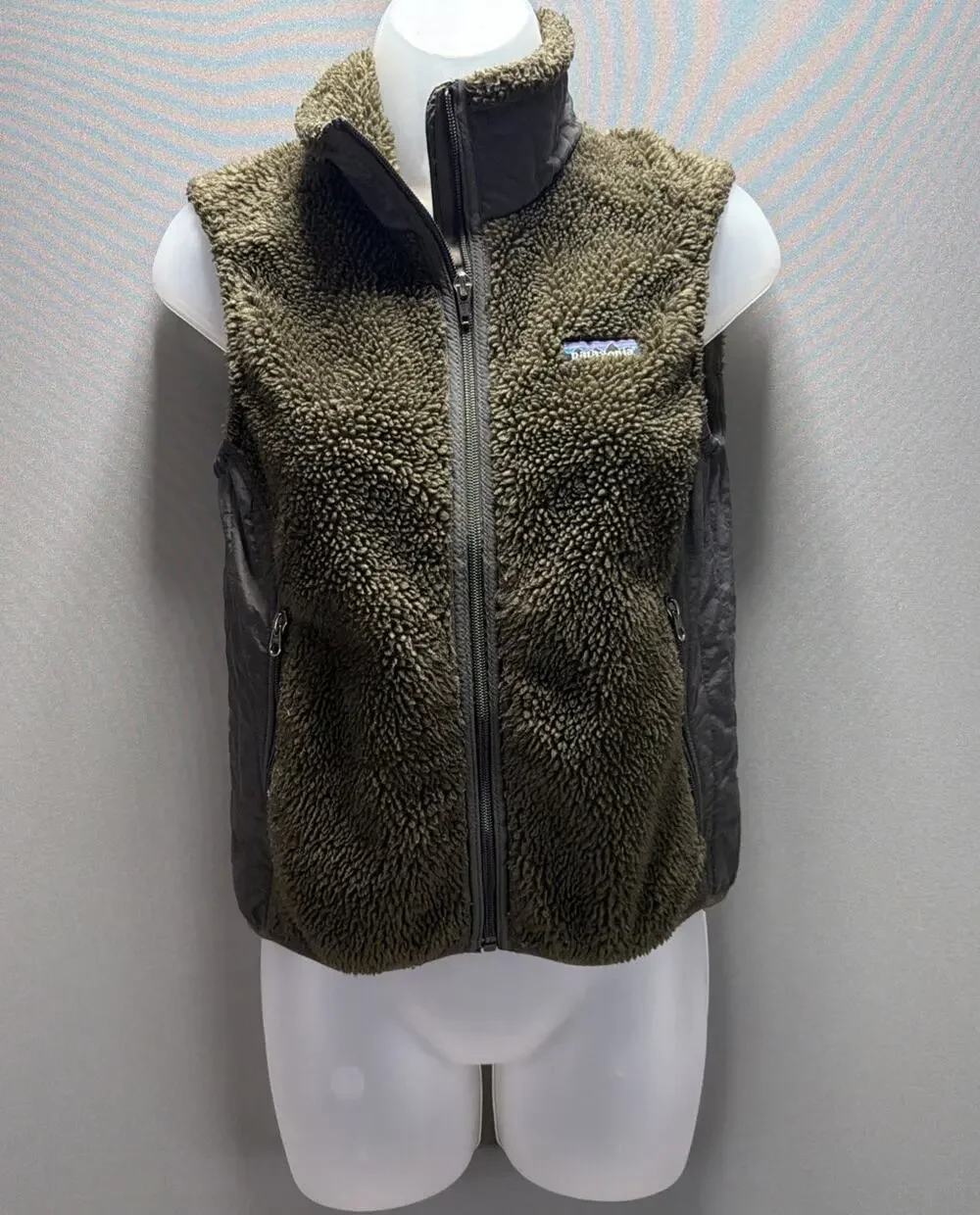 Patagonia Womens Deep Pile Retro Vest BROWN Sherpa Fleece Full Zip Jacket Size S